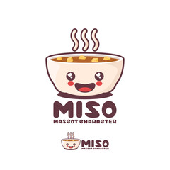 vector miso soup cartoon mascot, suitable for, logos, prints, labels, packaging, stickers