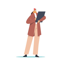 Artist Girl Paint in Clip Board, Young Woman Painter Character in Warm Clothes Holding Pencil and Sketchbook