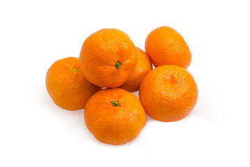 Heap of tangerines on a white background
