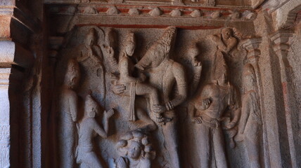 The Varaha Cave Temple. ancient- Statues carved in rock. this is one features in several Hindu scriptures. rock backround