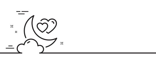 Love night line icon. Valentines day evening sign. Couple relationships symbol. Minimal line illustration background. Love night line icon pattern banner. White web template concept. Vector