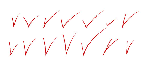 Check mark hand drawn. Doodle choice voice. Marker sketch. Highlighting text and important objects.  Stock vector illustration on white background.