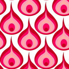A seamless pattern on a square background - a peacock feather or an onion in section. Design element, surreal