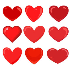 Collection different  red hearts