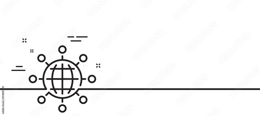 Poster business networking line icon. international work symbol. global communication sign. minimal line il