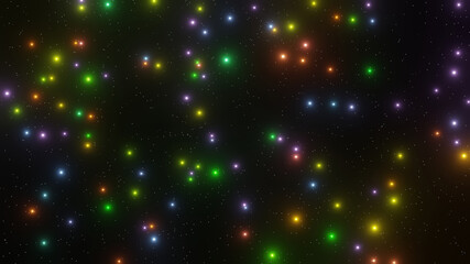 Colorful glowing star cluster with starry space in background (3D Rendering)