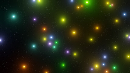 Colorful star cluster with starry space in background (3D Rendering)