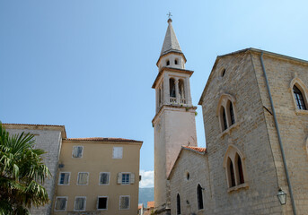Fototapeta na wymiar St. Ivan's church in Old Town of Budva, Montenegro.