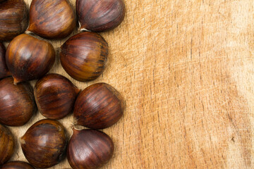 Fresh chestnuts close up.