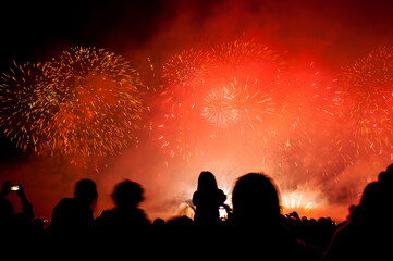 Fototapeta premium Celebration background with fireworks.