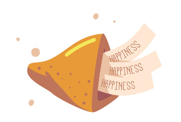 Chinese Fortune Cookie with Happiness Wishes and Desire, Prediction Words for Asian New Year Celebration, Surprise