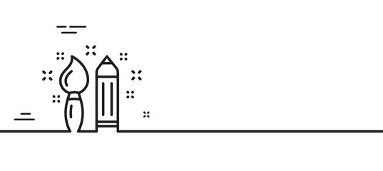 Creativity line icon. Graphic art sign. Brush and pencil symbol. Minimal line illustration background. Creativity line icon pattern banner. White web template concept. Vector