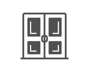 Door icon. Building entrance sign. Exit doorway symbol. Classic flat style. Quality design element. Simple door icon. Vector