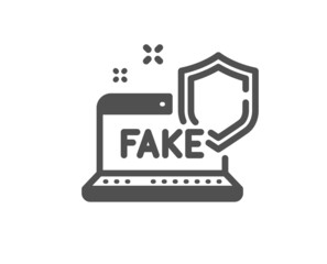 Fake internet icon. Web propaganda sign. Wrong truth symbol. Classic flat style. Quality design element. Simple fake internet icon. Vector