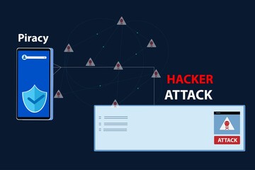 Abstract background in blue .Piracy safe Hacker attack scam vector illustration. 