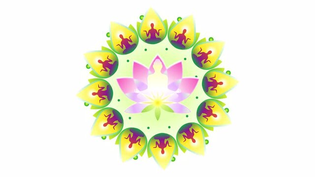 Mandala for meditation
Symbolic depiction of a rotating lotus flower in the form of a mandala for all-round use. The video is looped and contains an alpha channel. Transparent background. 
