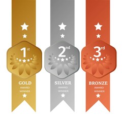 Gold, Silver and bronze medals vector illustration
