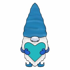 Blue, winter gnome with heart