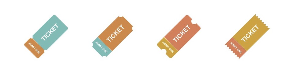Ticket sign. Modern movie cinema raffle entrance ticket. Coupon vector sign isolated on white background.