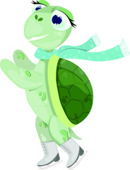 cartoon turtle ice skating