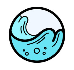 Ocean or sea high waves vector linear icon isolated on white background.