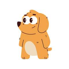 Cute puppy vector cartoon character isolated on a white background.