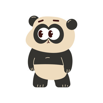 Cute baby panda vector cartoon character isolated on a white background.