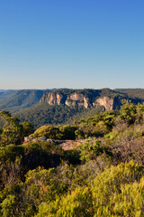 Fototapeta na wymiar A view from Walls Ledge on the Upper Shipley Plateau at Blackheath in the Blue Mountains of Australia