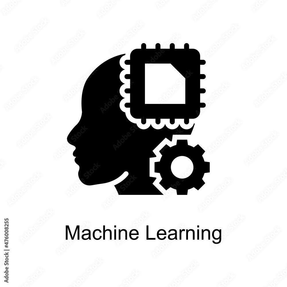 Poster machine learning vector solid icon design illustration. digitalization and industry symbol on white 