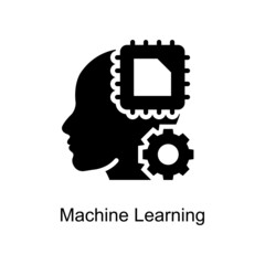 Machine Learning vector Solid Icon Design illustration. Digitalization and Industry Symbol on White background EPS 10 File