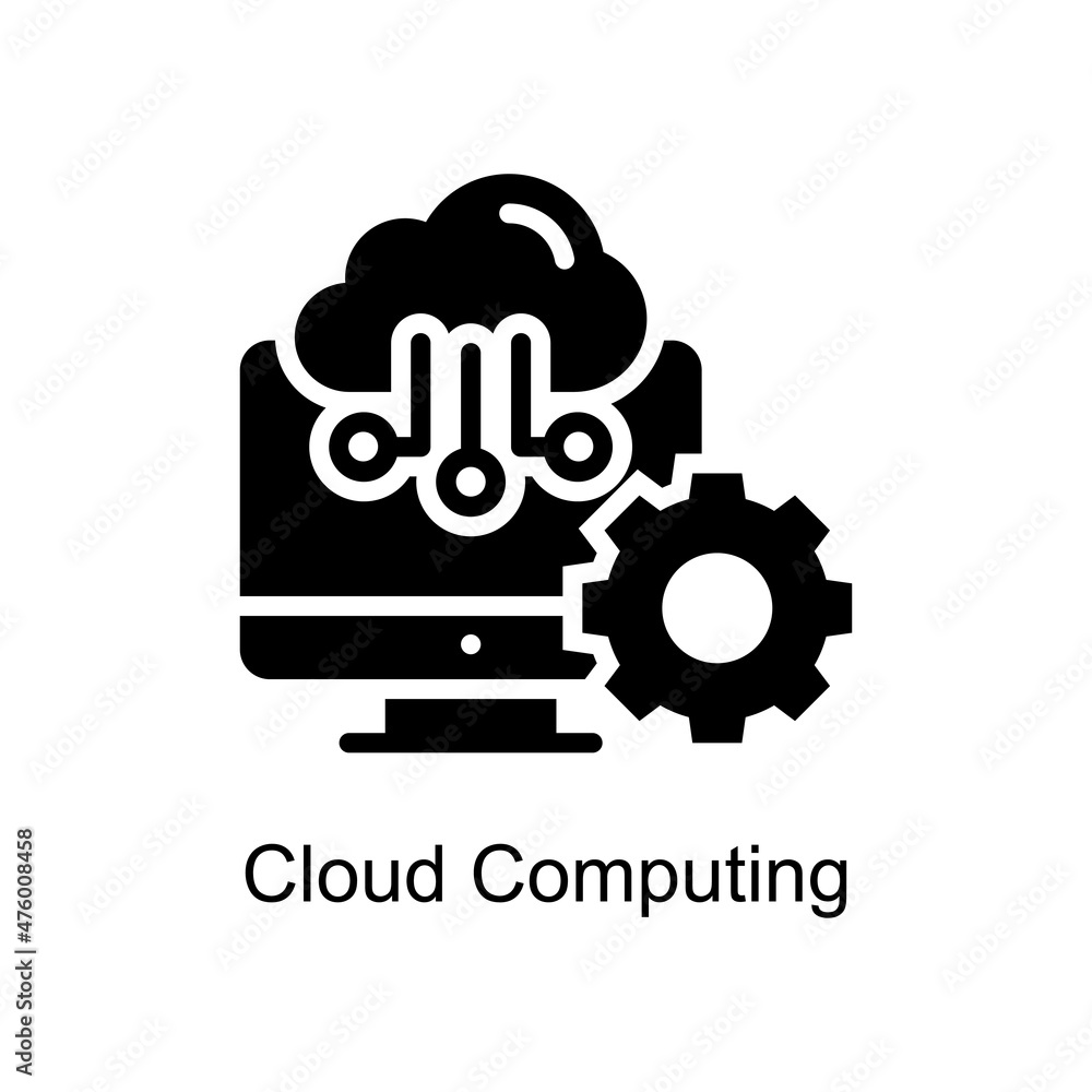 Poster cloud computing vector solid icon design illustration. digitalization and industry symbol on white b