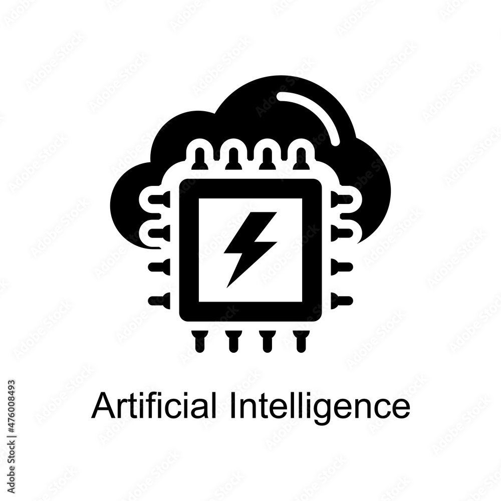 Poster artificial intelligence vector solid icon design illustration. digitalization and industry symbol on
