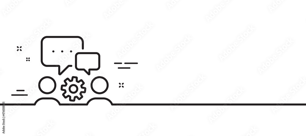 Poster engineering team line icon. engineer or architect group sign. working process symbol. minimal line i