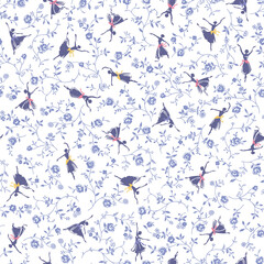 Ballerina and vine pattern dancing gracefully