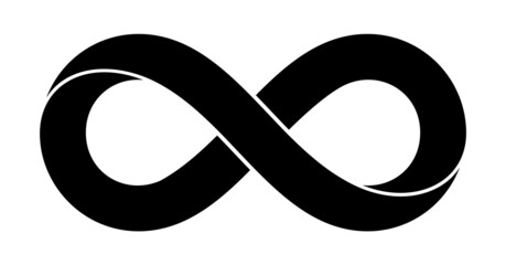 Infinity sign made with mobius strip. Stylized endess symbol. Tattoo flat design illustration. - obrazy, fototapety, plakaty