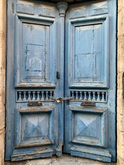 old vintage blue door, wooden door