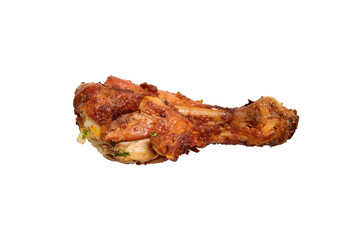 Roasted Chicken Leg Piece Isolated on White Background with Clipping path