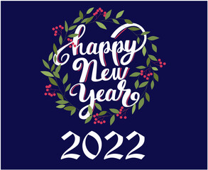 Happy New Year 2022 Design Abstract Holiday Vector Illustration White With Blue Background