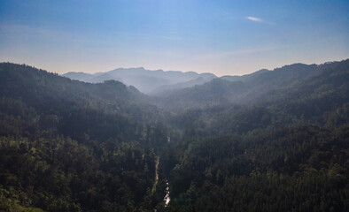 Sinharaja Forest and deniyaye mountain range in Sri Lanka 