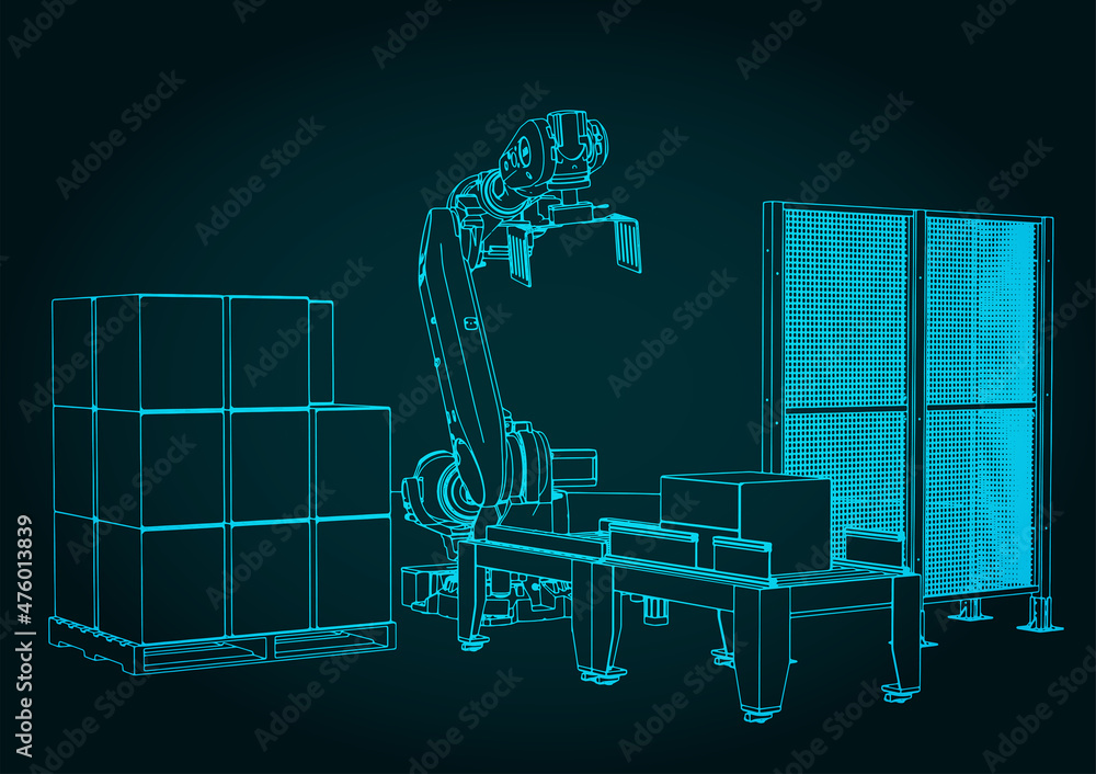 Wall mural Robotic palletizing line