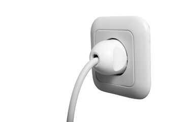 Electric plug into a white power socket