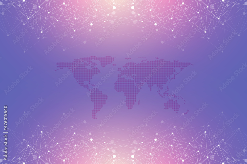 Poster Technology abstract background with connected line and dots. Big data visualization. Artificial Intelligence and Machine Learning Concept Background. Analytical networks illustration