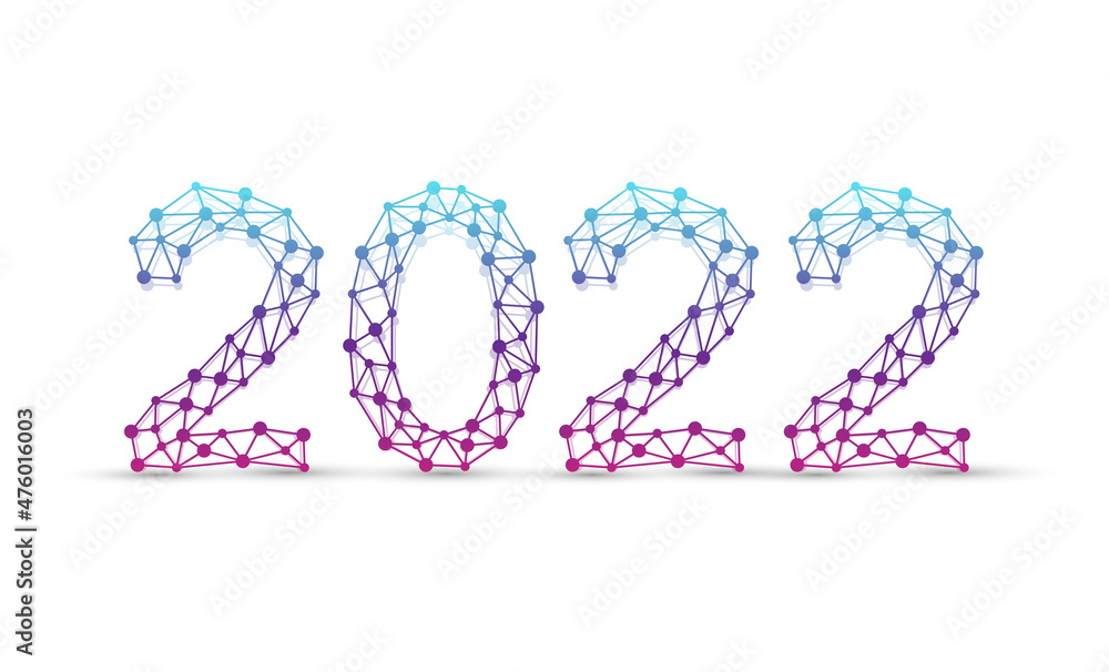 Poster modern technology template for merry christmas and happy new year 2022 with connected lines and dots