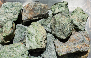 Pile of textured stones for construction