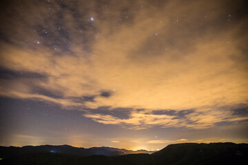 Night sky in Sant Miquel De Castello church, La Garrotxa, Spain