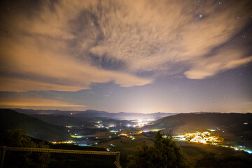 Night sky in Sant Miquel De Castello church, La Garrotxa, Spain