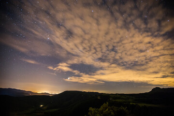 Night sky in Sant Miquel De Castello church, La Garrotxa, Spain