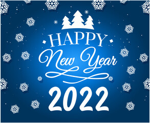 Happy New Year 2022 Holiday Abstract Design Vector Illustration White With Blue Gradient Background