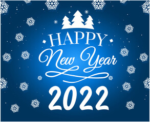 Fototapeta na wymiar Happy New Year 2022 Holiday Abstract Design Vector Illustration White With Blue Gradient Background