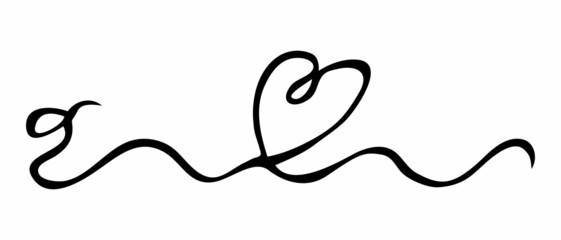 Contour heart line art. Simple vector drawn heart.